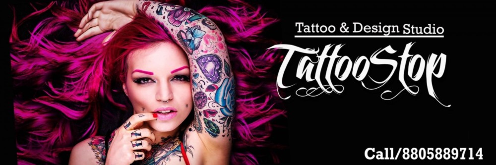 Three colored flat tattoo studio horizontal banner set with tattoo parlor  tattoos catalog tattoo equipment descriptions vector illustration Stock  Vector Image & Art - Alamy